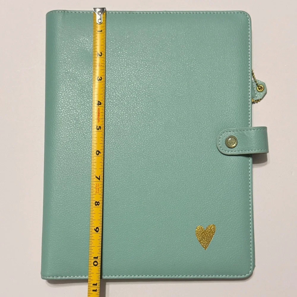 Websters Pages Color Crush Mint Green Faux Leather Planner Cover Gold Heart 10in